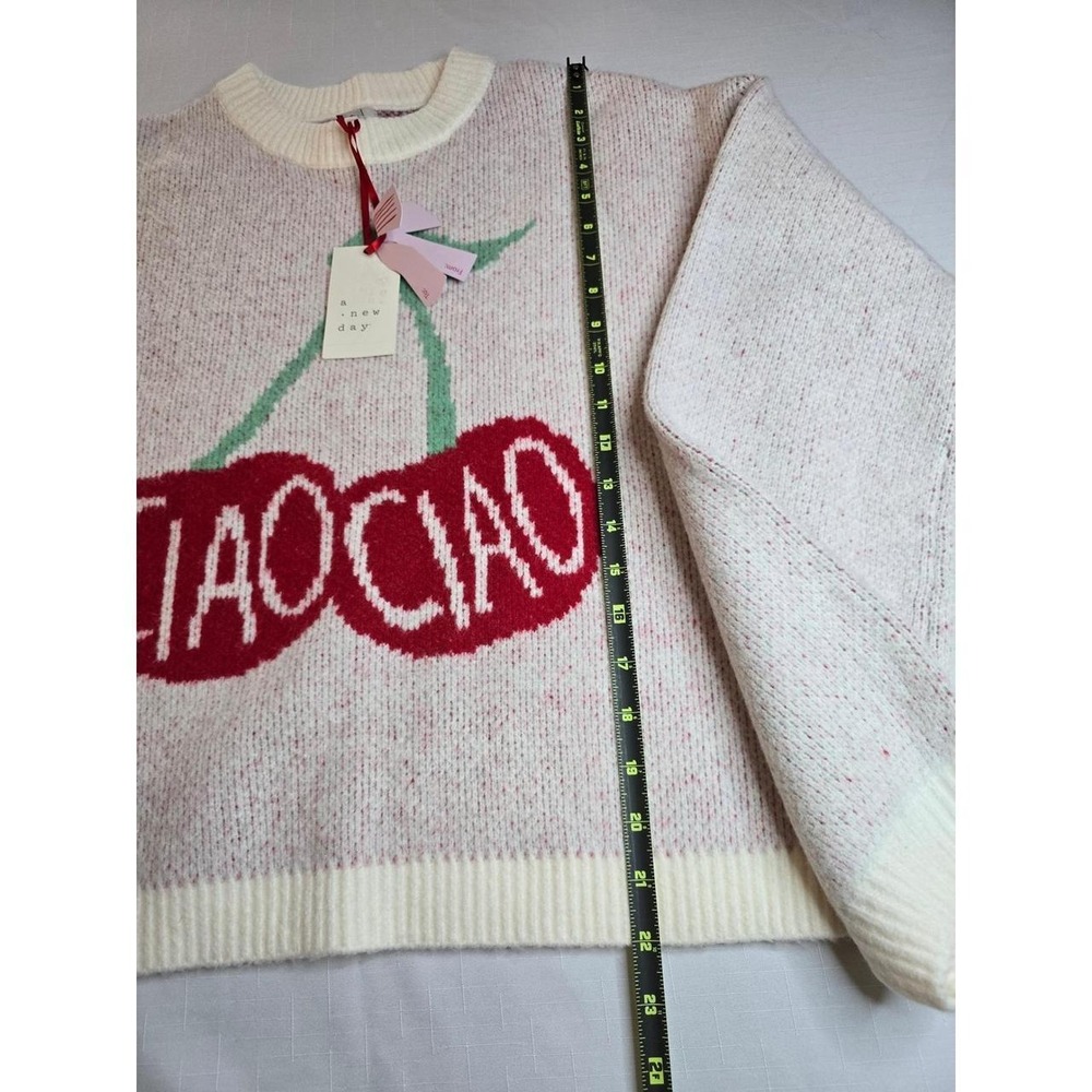New A New Day Cherry Ciao Ciao & Red Bow Graphic Sweater Bundle Bundle Size M - Picture 2 of 8